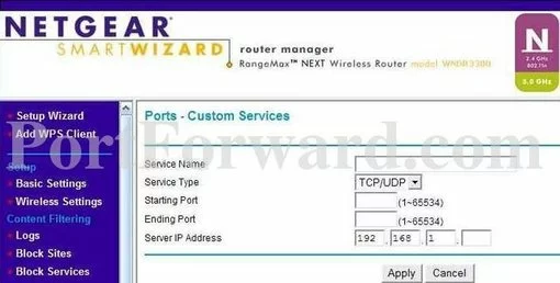 Netgear WGXB102 port forward