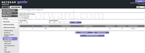 Netgear WNR2500 Port Forwarding Port Triggering