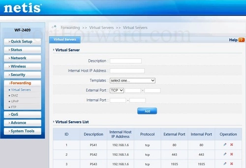 Netis WF-2409 Virtual Server