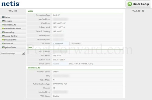 Netis WF2411 Status