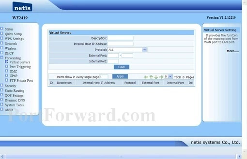 Netis WF2419 port forward