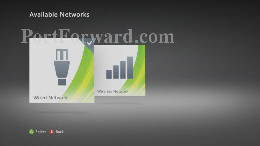 Xbox 360 Network Type Menu