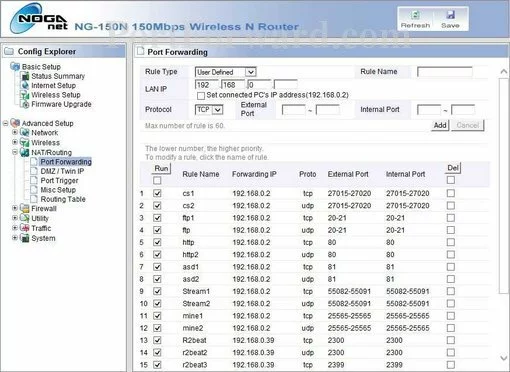 Noganet NG-150N port forward