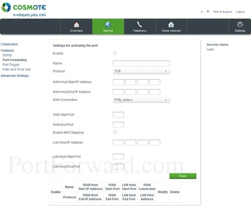 OTE Speedport W 724V Type Ci - Cosmote Port Forwarding