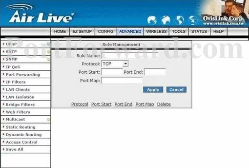 Ovislink WL-8064ARM port forward