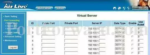 Ovislink AirLive-WMM3000R port forward