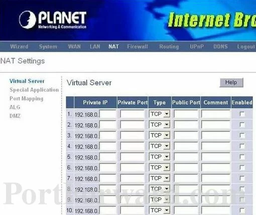 Planet XRT-401E port forward