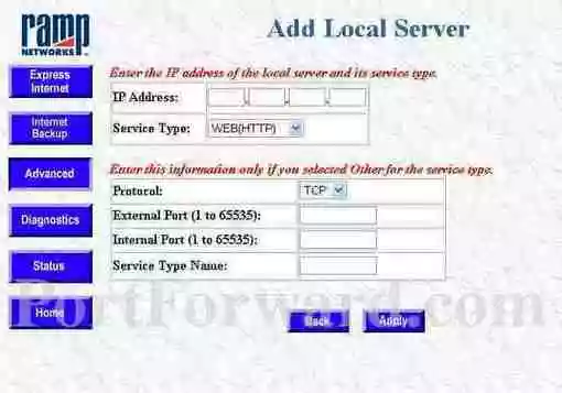 Ramp Networks Webramp600i port forward