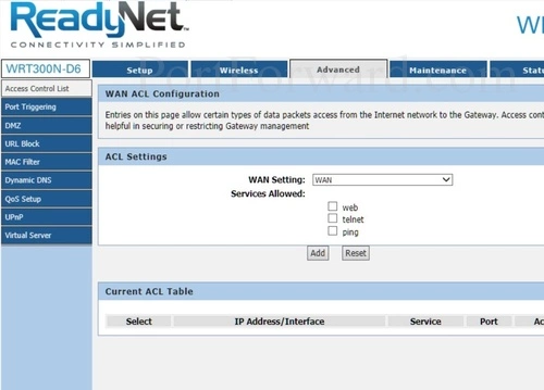 ReadyNet WRT300N Access Control List