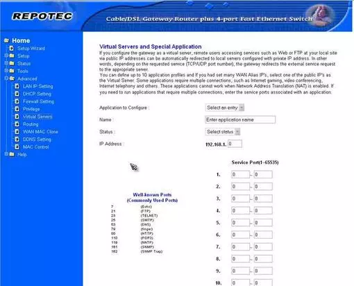 Repotec RP-IP2014 port forward