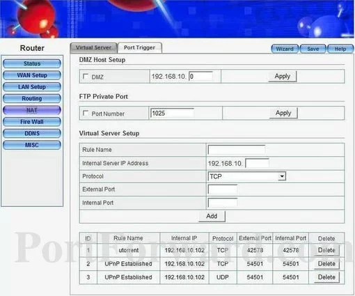 Repotec RP-IP2105 port forward