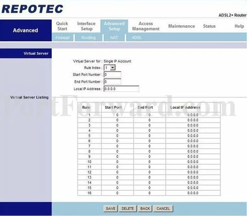 Repotec RP-IP2401A port forward