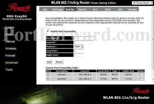 Rosewill RNX-EasyN4 port forward