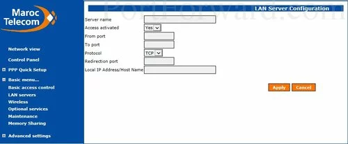 Sagemcom Fast 3304 - Maroc Telecom LAN Server Add