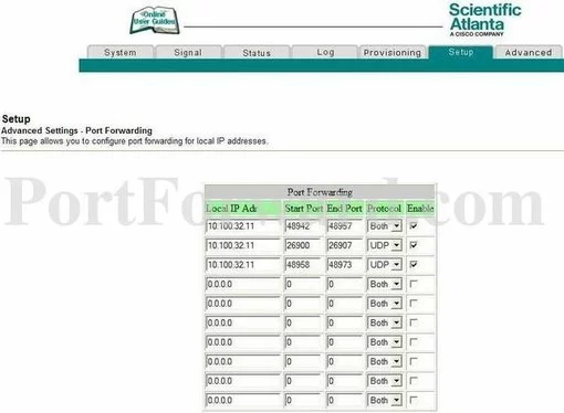 Scientific-Atlanta WebSTAR-EPC2434 port forward