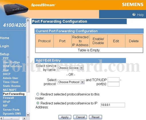 Siemens 4100 port forward