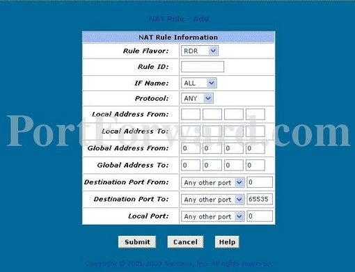 Siemens E-010-I port forward