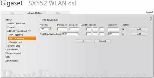 Siemens GigasetSX552 port forward