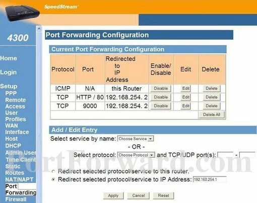 Siemens SpeedStream4300 port forward