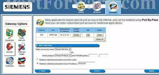 Siemens Speedstream-5450 port forward