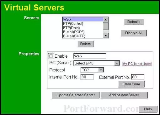 Sitecom WL-017 port forward