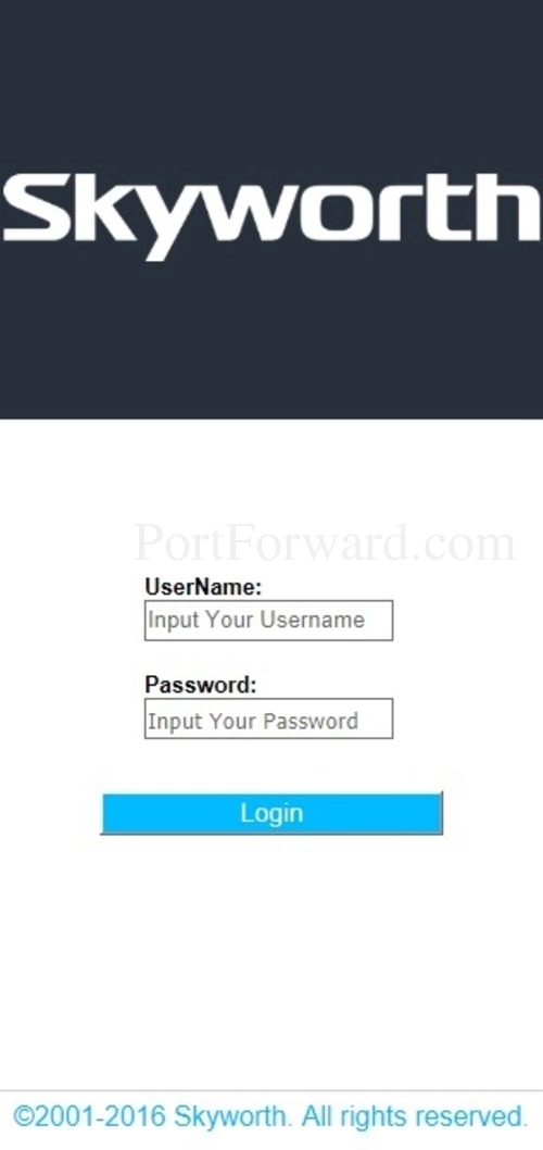 Skyworth Residential Gateway Login