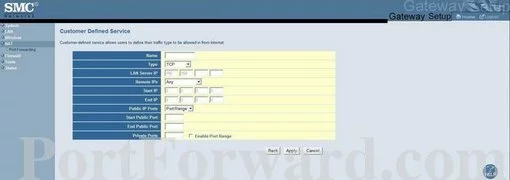 SMC SMC8014WG-TWC port forward