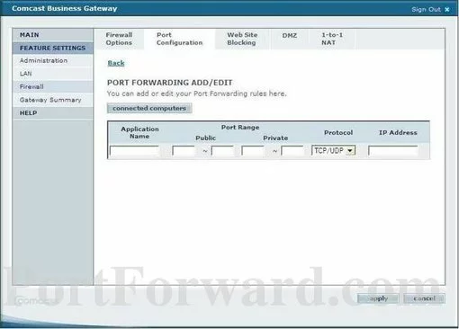 SMC SMCD3G-CCR port forward