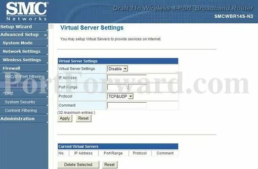 SMC SMCWBR14S-N3 port forward