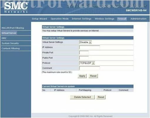 SMC SMCWBR14S-N4 port forward