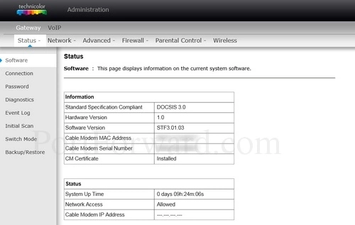 Technicolor 7300b Software Status