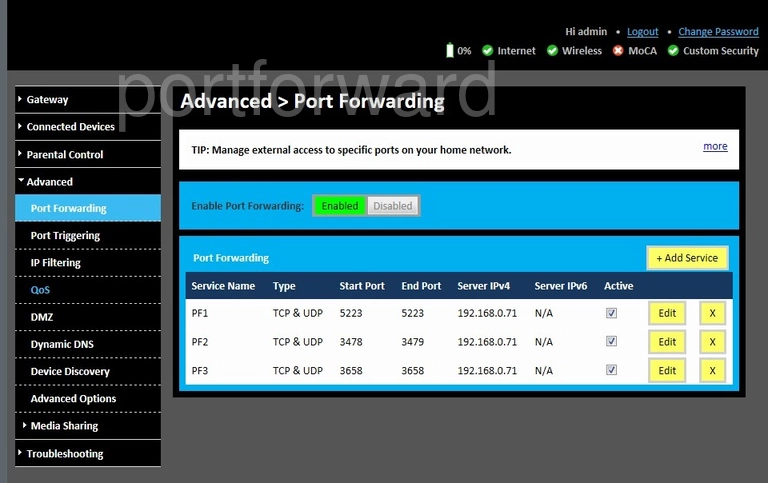 port forwarding nat screenshot