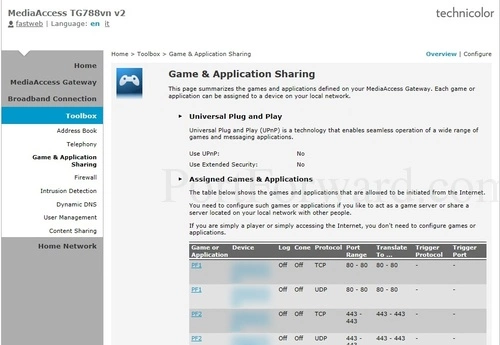 Technicolor TG788vn v2 - MediaAccess Game and Application Sharing