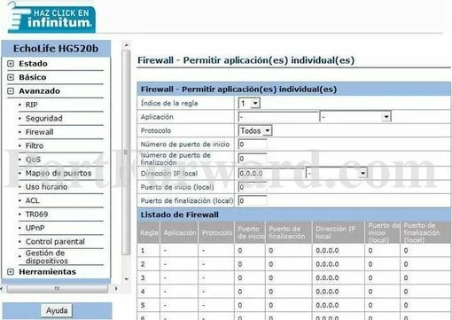 Telmex Infinitum_EchoLife-HG520b port forward