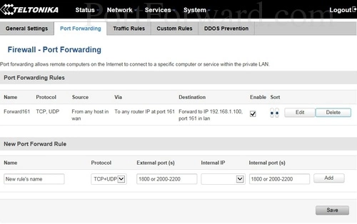 Teltonika RUT950 Port Forwarding