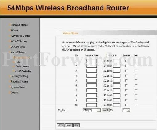 Tenda WBR-T3 port forward