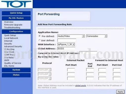 TOT X8824M port forward