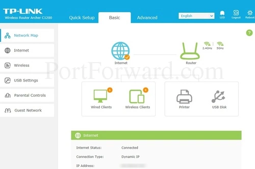 TP-Link Archer C1200 Basic Network Map