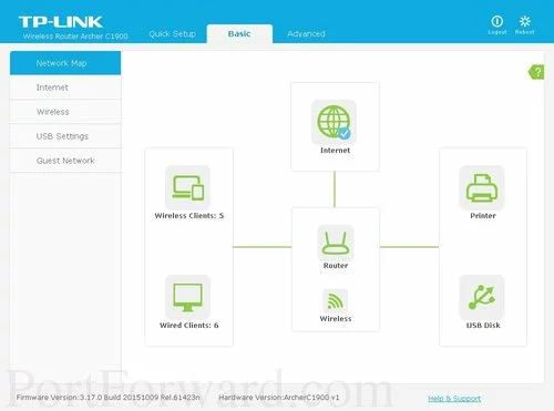 TP-Link Archer C1900 Basic Network Map