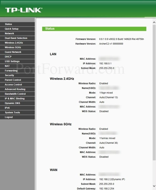 TP-Link Archer_C2 Status