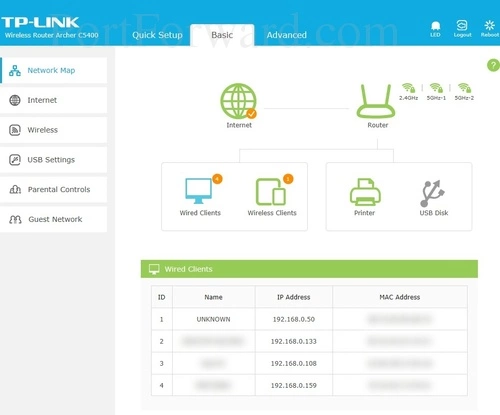 TP-Link Archer C5400 Basic Network Map