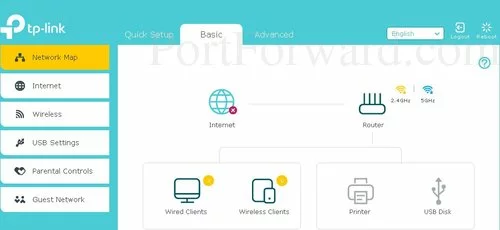 TP-Link Archer C8 Basic Network Map