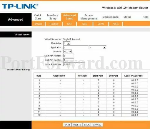 TP-Link TD-8616 port forward