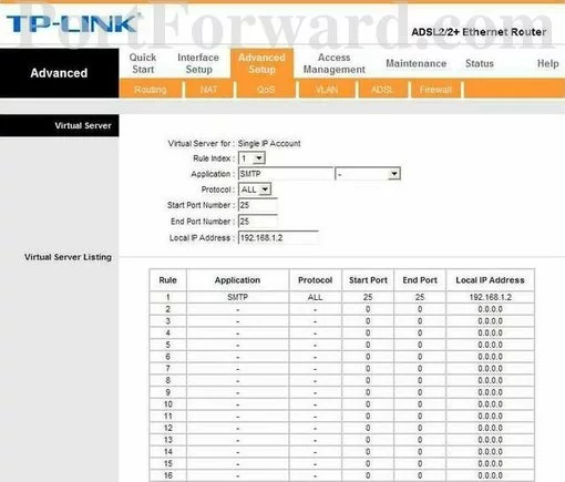 TP-Link TD-8816 port forward