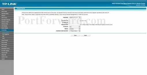 TP-Link TD-W8970 port forward