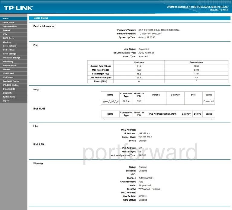 router status mac address internet IP