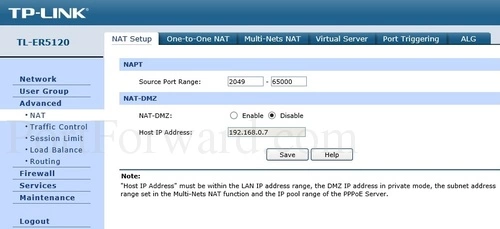 TPLink TLER5120 NAT Setup