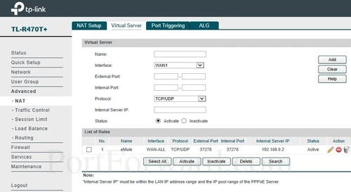 TP-Link TL-R470T Virtual Server