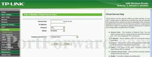 TP-Link TL-WR340GD port forward