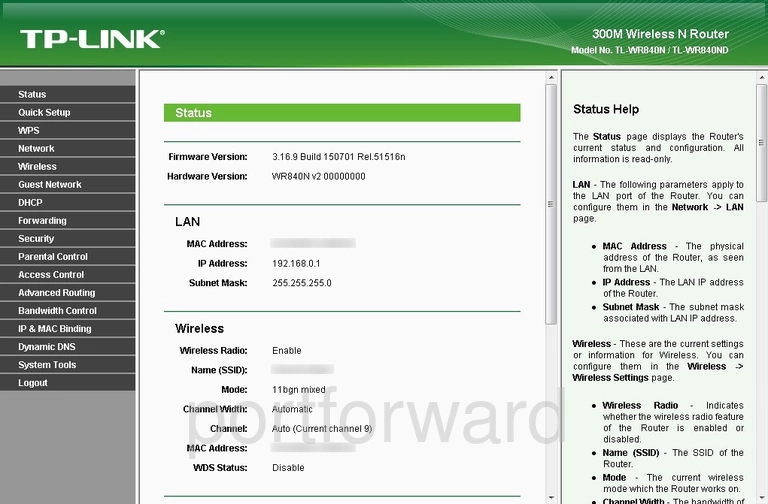 router status mac address internet IP